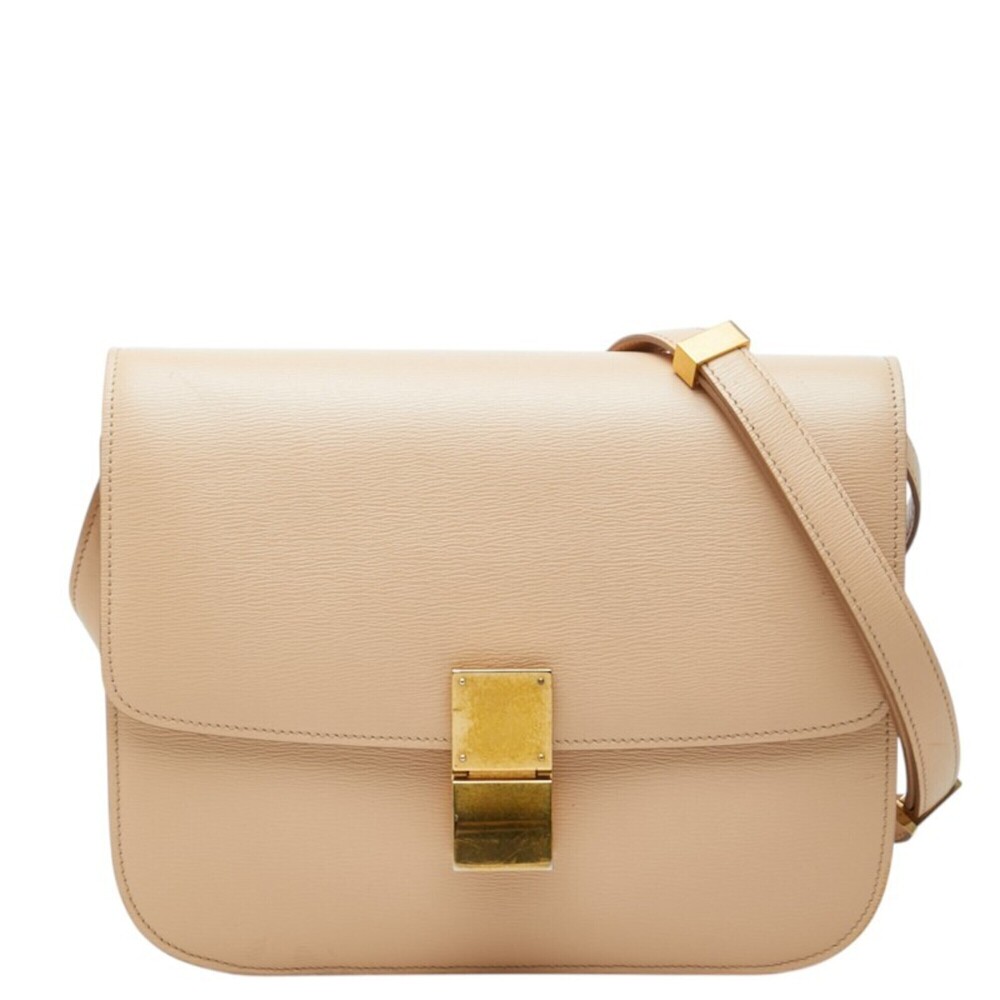 Celine Classic Box Crossbody Shoulder Bag, Beige Leather, Women's CELINE